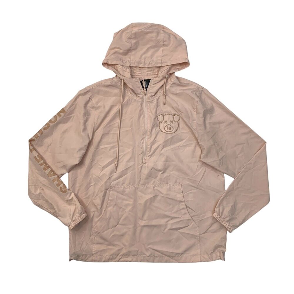 Shane Dawson Windbreaker Womens S Small Ice Peach Quarter Zip Pig Hoodie